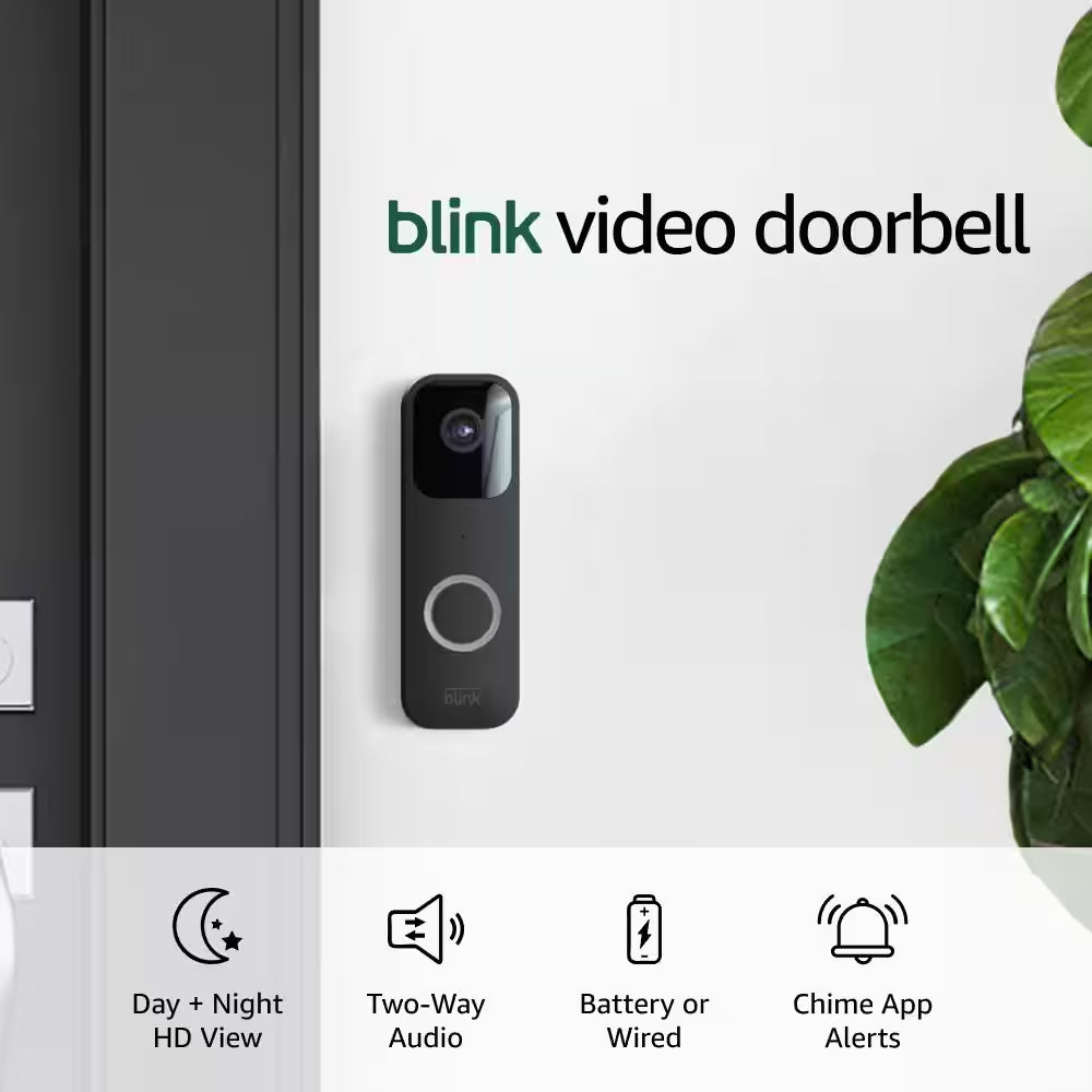 Video Doorbell plus Sync Module 2 - Battery or Wired - Smart Wi-Fi HD Video Doorbell Camera System in Black