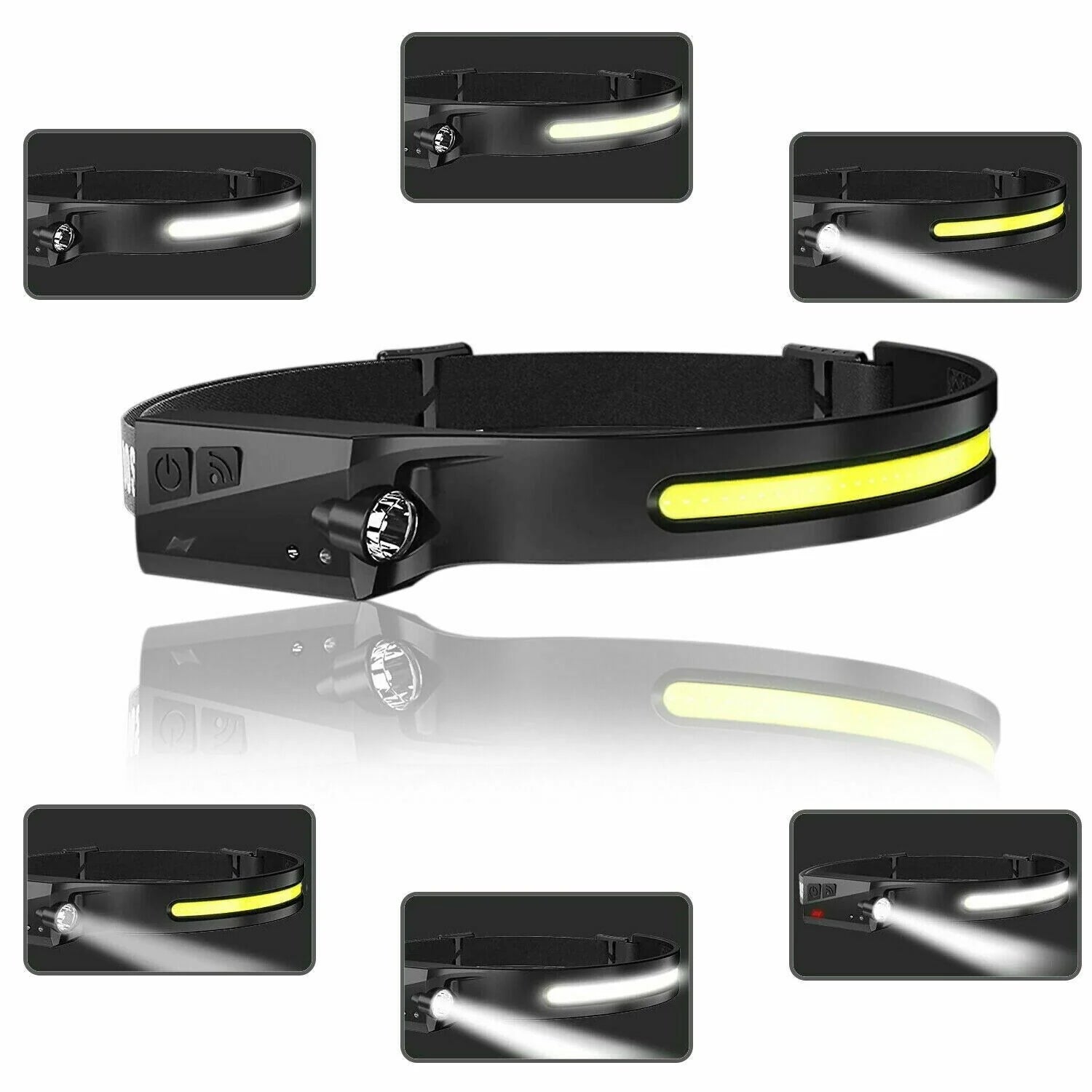 COB LED Headlamp USB Rechargeable Headlight