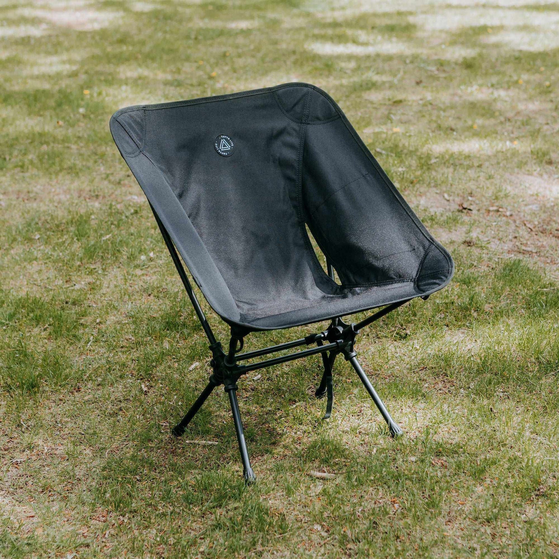 Low Back Ultralight Folding Camping Chairs with Storage Pouch - Black