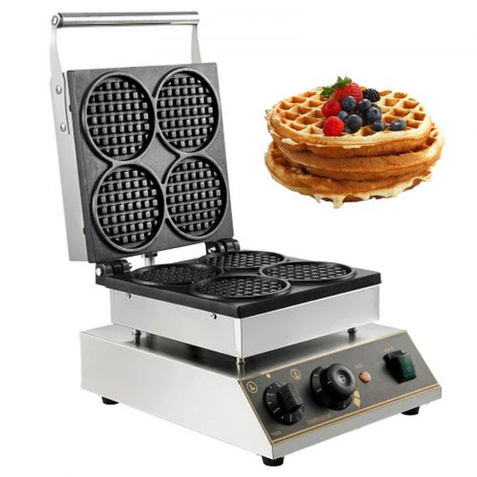 Commercial Electric Mini round Waffle Maker Baker Tea Shop 1750W Thick Handles